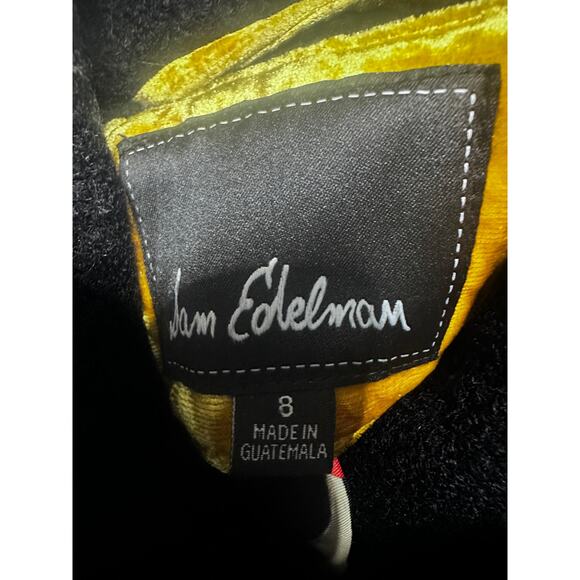 Sam Edelman Black Wool Pea coat Size 8 colorful lining long - Picture 8 of 10